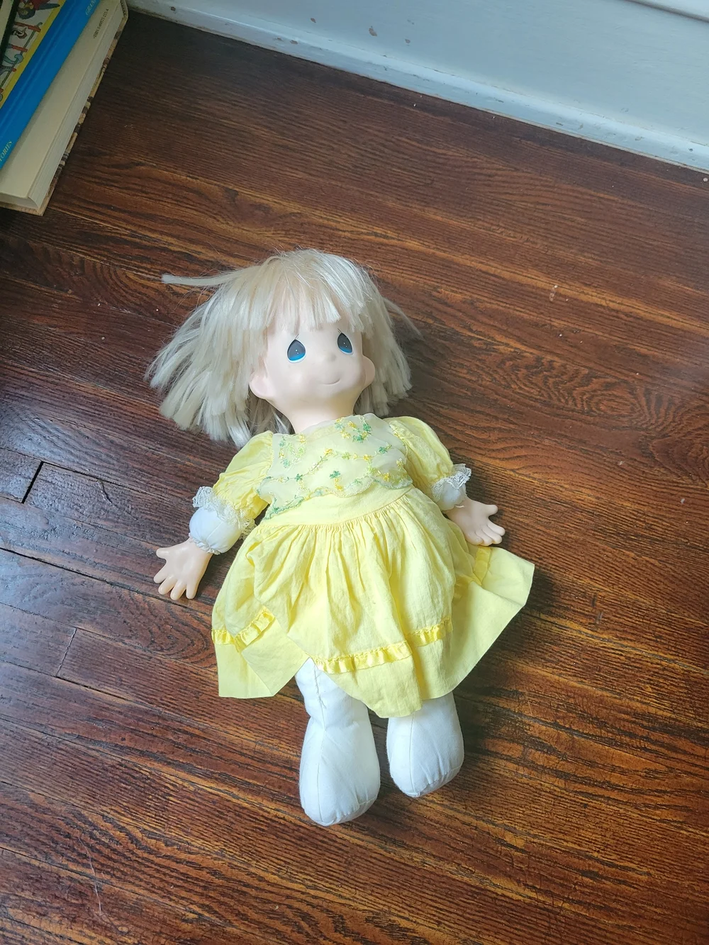 Precious Moments Collectible Vintage Doll. 1991 Soft Body Yellow Dress